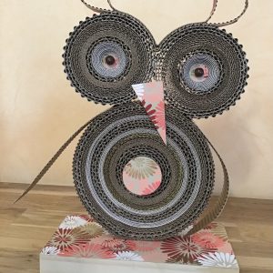 Grand Hibou en dentelle de carton